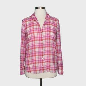J Crew Boy Shirt in Pink Crinkle Plaid